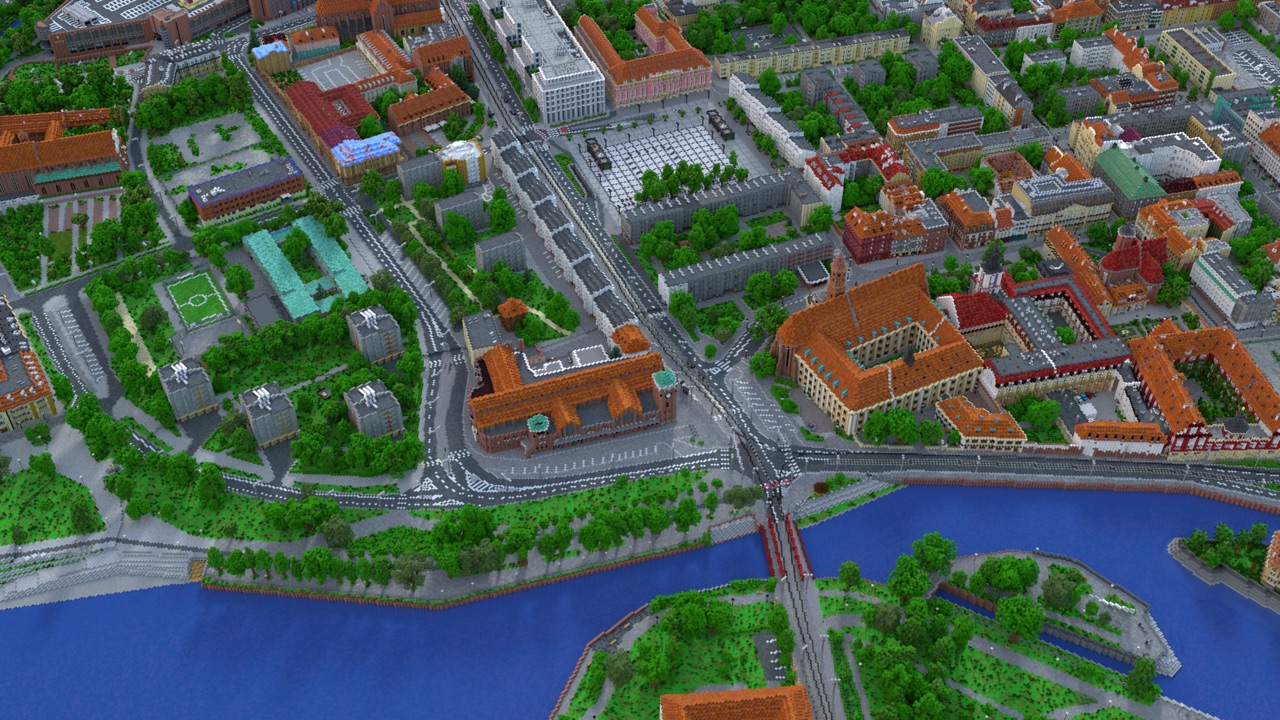 Wroclaw odtworzone w Minecraft — projekt BTE Poland